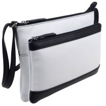 ili Leather Ladies Cross Body Shoulder Bag - White & Black