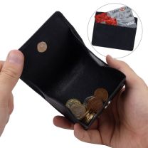 Oakridge Leather Mens Coin Tray Purse with Credit Card Slot - Black