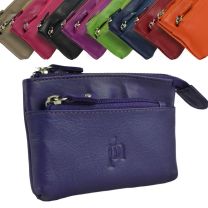 Mens Ladies Quality Leather Coin Purse by Pime Hide 10 Colours Keyring Soft